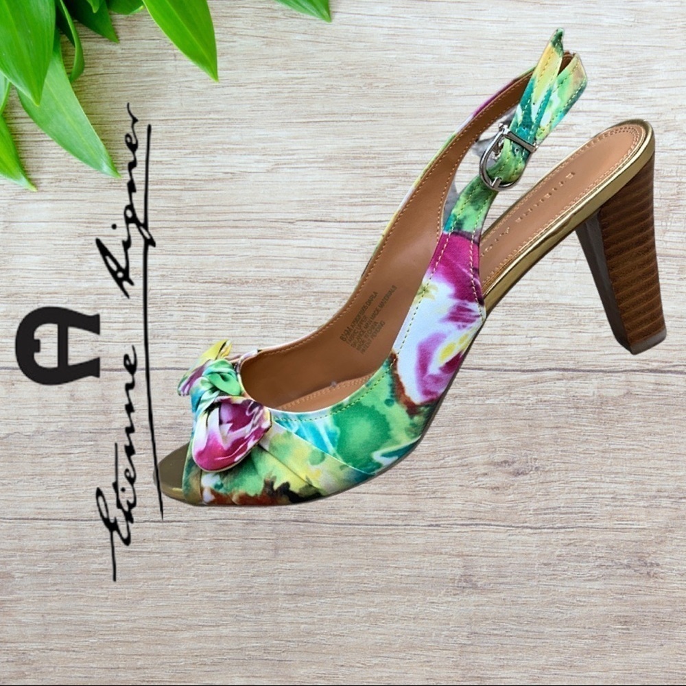 Etienne Aigner Floral Darla Chunky heal Slingback🩴 - Picture 2 of 12